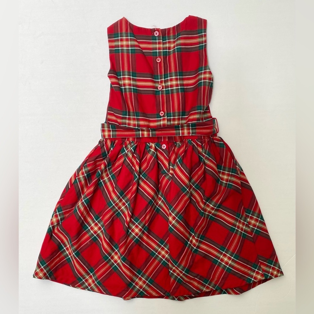 Carter's Girl’s Red/Green Plaid Bow-Waist Holiday Dress 6/6X - Picture 3 of 6